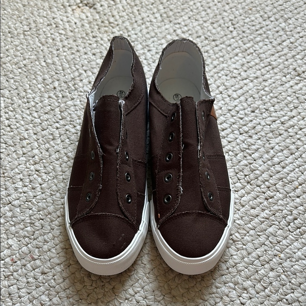 Women’s Brown Canvas Slip-On Shoes